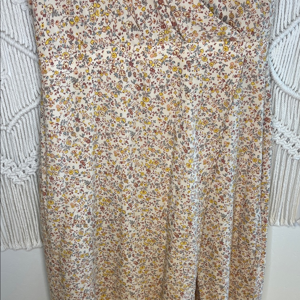 Madewell Cream and Mustard Floral Wrap Midi Dress - Picture 5 of 8
